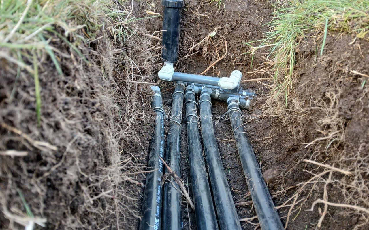 trench with five pipes and swing arm